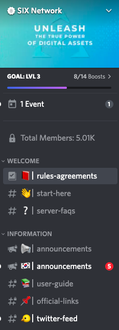 SIX Network Discord Information Section